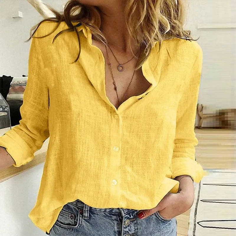 Long Sleeve Women's Oversize Linen Shirt - Lightweight and Loose Fitting - with Buttons - Lots of Choices