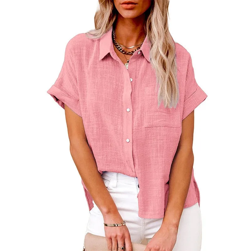 Long Sleeve Women's Oversize Linen Shirt - Lightweight and Loose Fitting - with Buttons - Lots of Choices