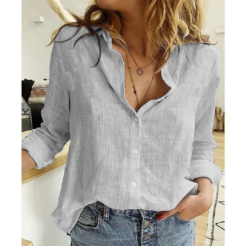 Long Sleeve Women's Oversize Linen Shirt - Lightweight and Loose Fitting - with Buttons - Lots of Choices