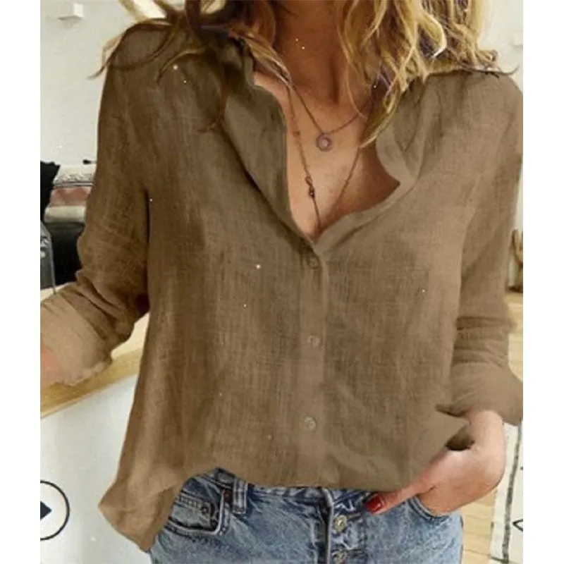 Long Sleeve Women's Oversize Linen Shirt - Lightweight and Loose Fitting - with Buttons - Lots of Choices