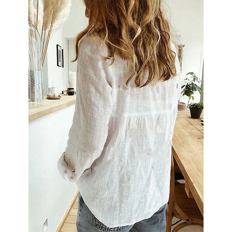 Long Sleeve Women's Oversize Linen Shirt - Lightweight and Loose Fitting - with Buttons - Lots of Choices