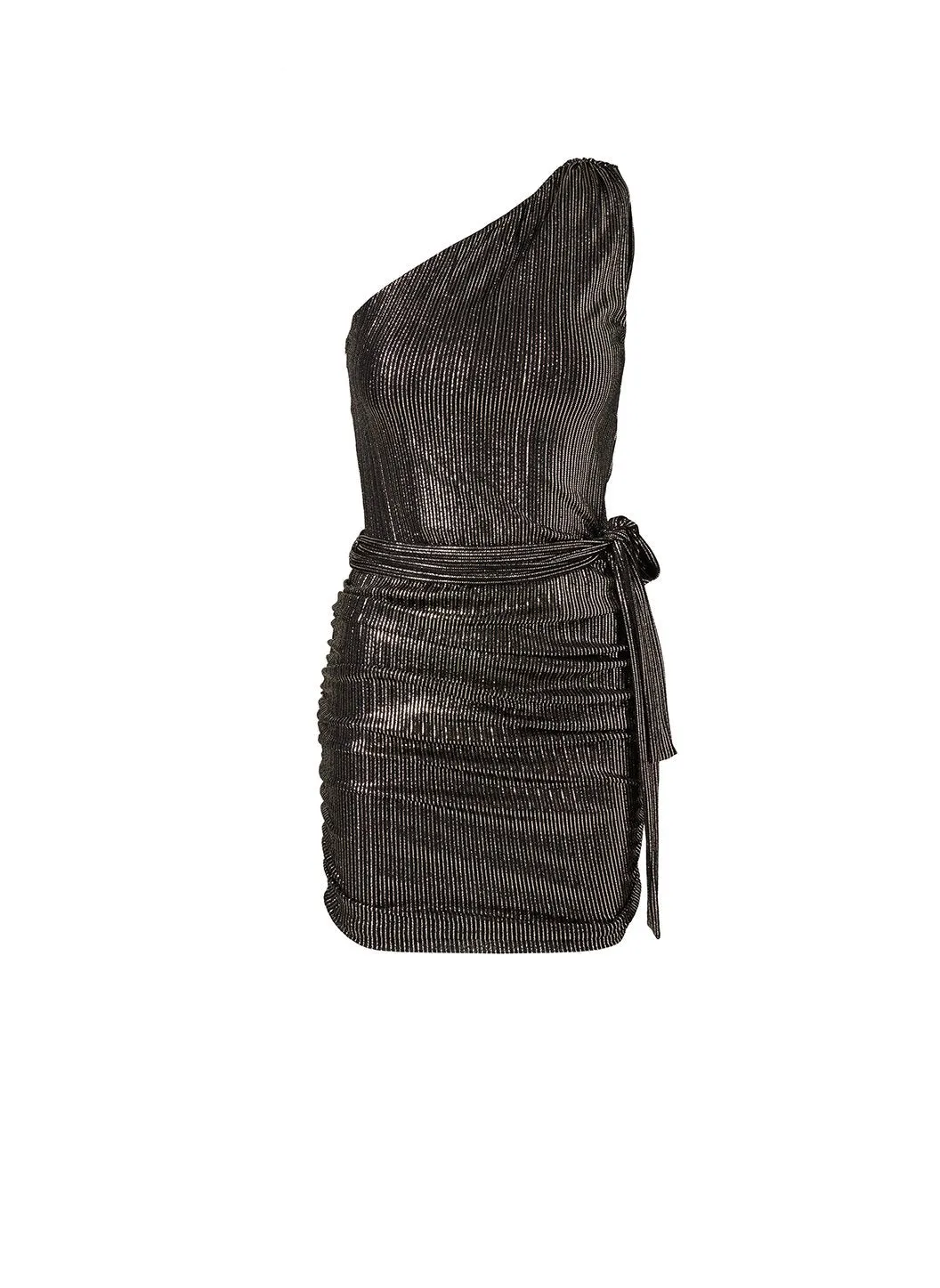 Look 10 One Shoulder Mini Dress Gold Stripe