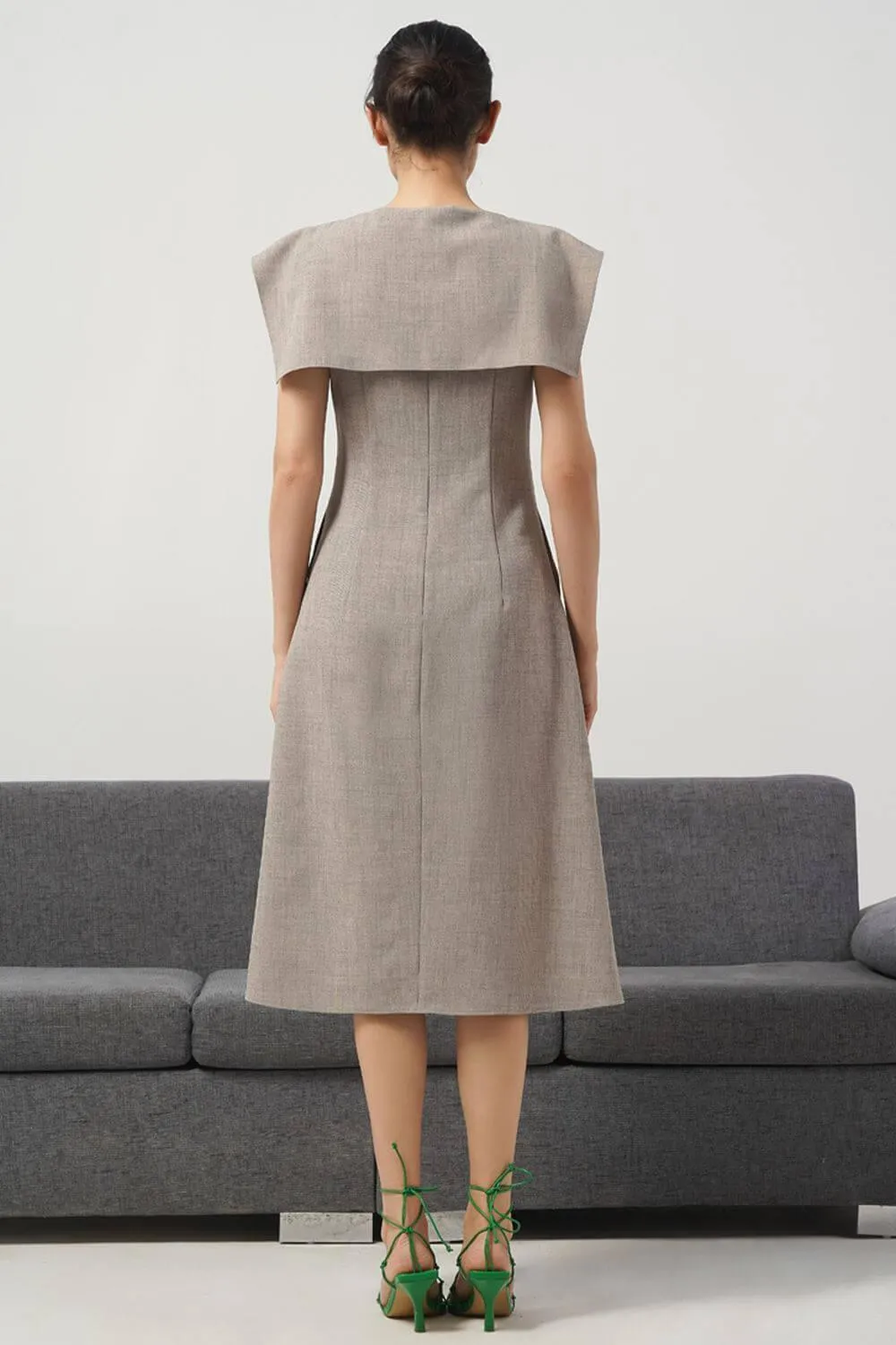 Lyla A-line Ruffled Cotton Calf Length Dress