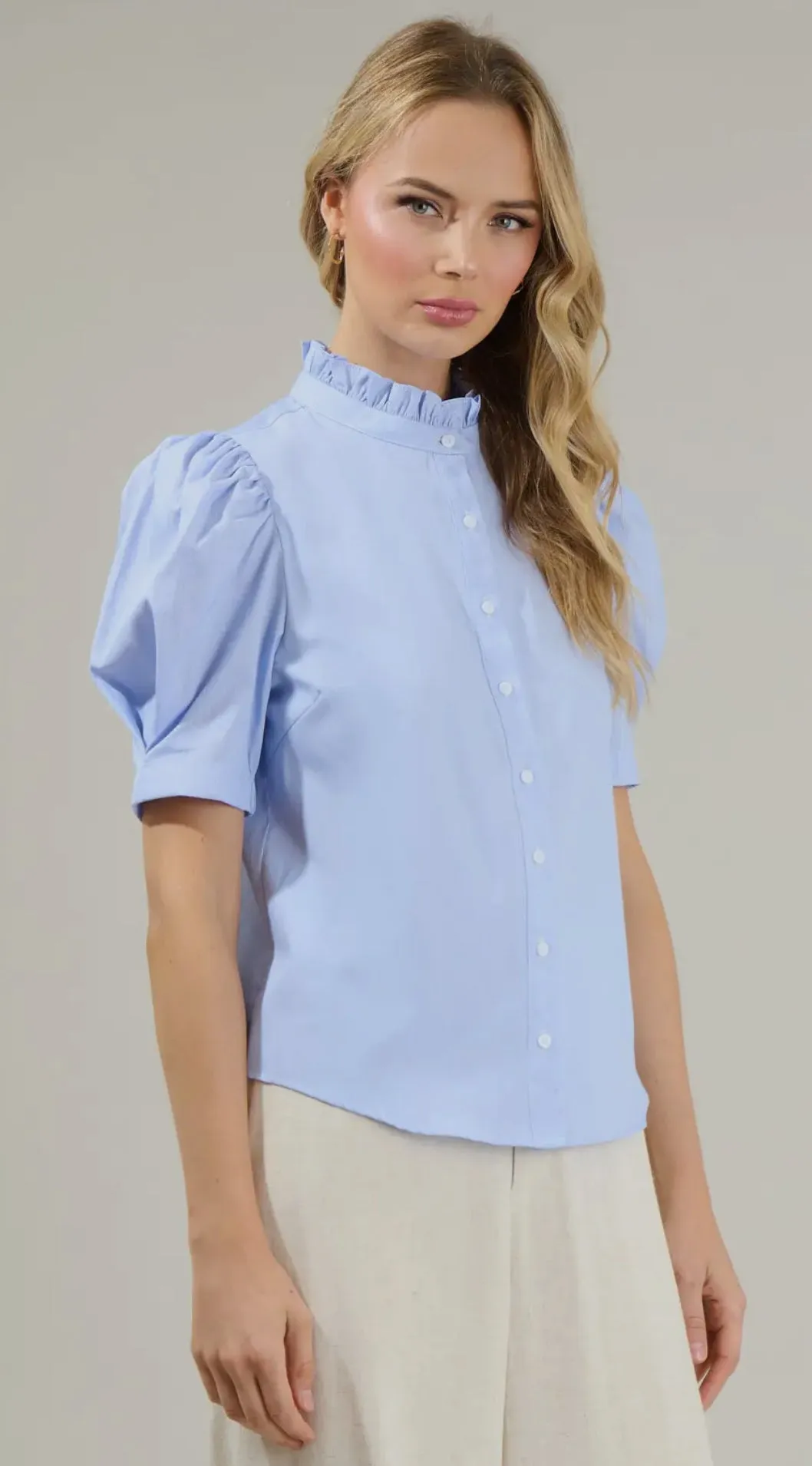 Maison Ruched Puff Sleeve Blouse