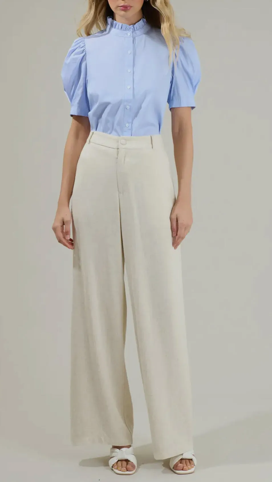 Maison Ruched Puff Sleeve Blouse