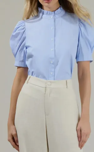 Maison Ruched Puff Sleeve Blouse
