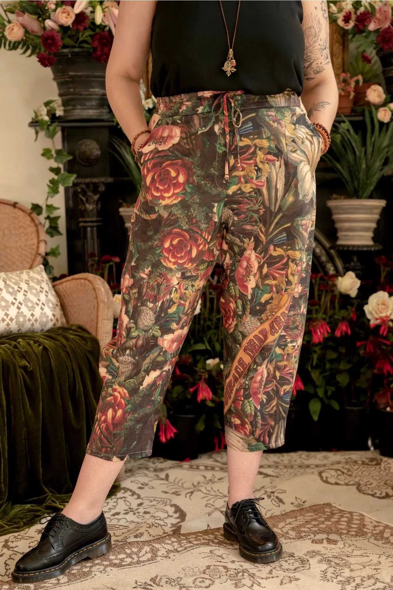 Market Of Stars Courage Dear Heart Boho Linen Cropped Artist Pants Pre Order Ship Aug 30th