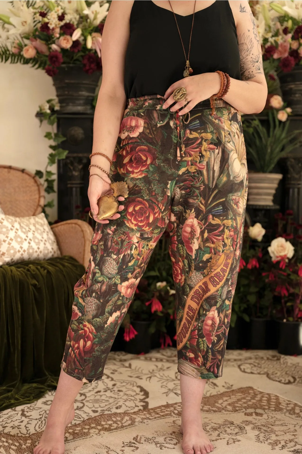 Market Of Stars Courage Dear Heart Boho Linen Cropped Artist Pants Pre Order Ship Aug 30th