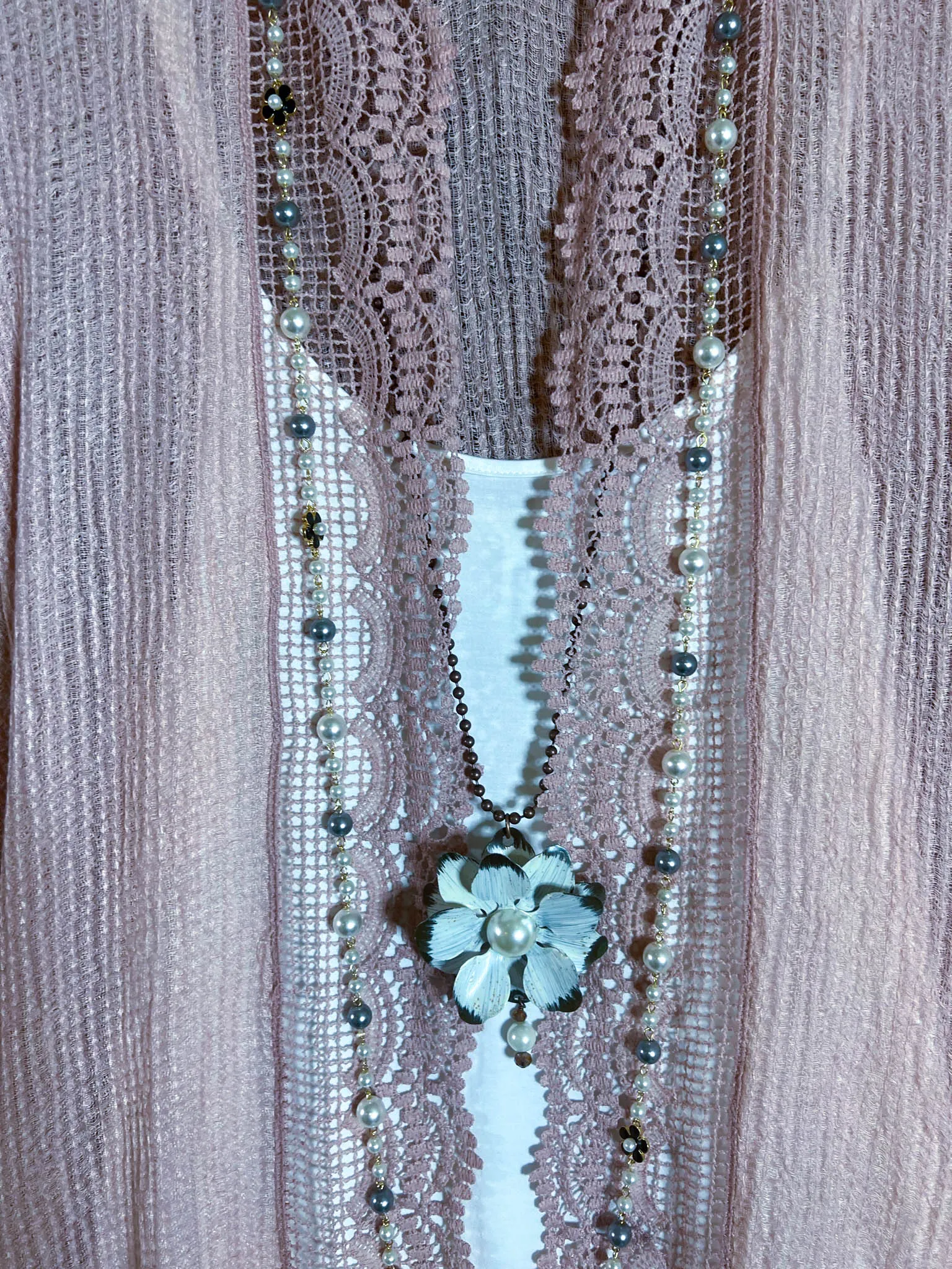 MATTERS OF THE HEART LACE CARDIGAN KIMONO IN VINTAGE ROSE
