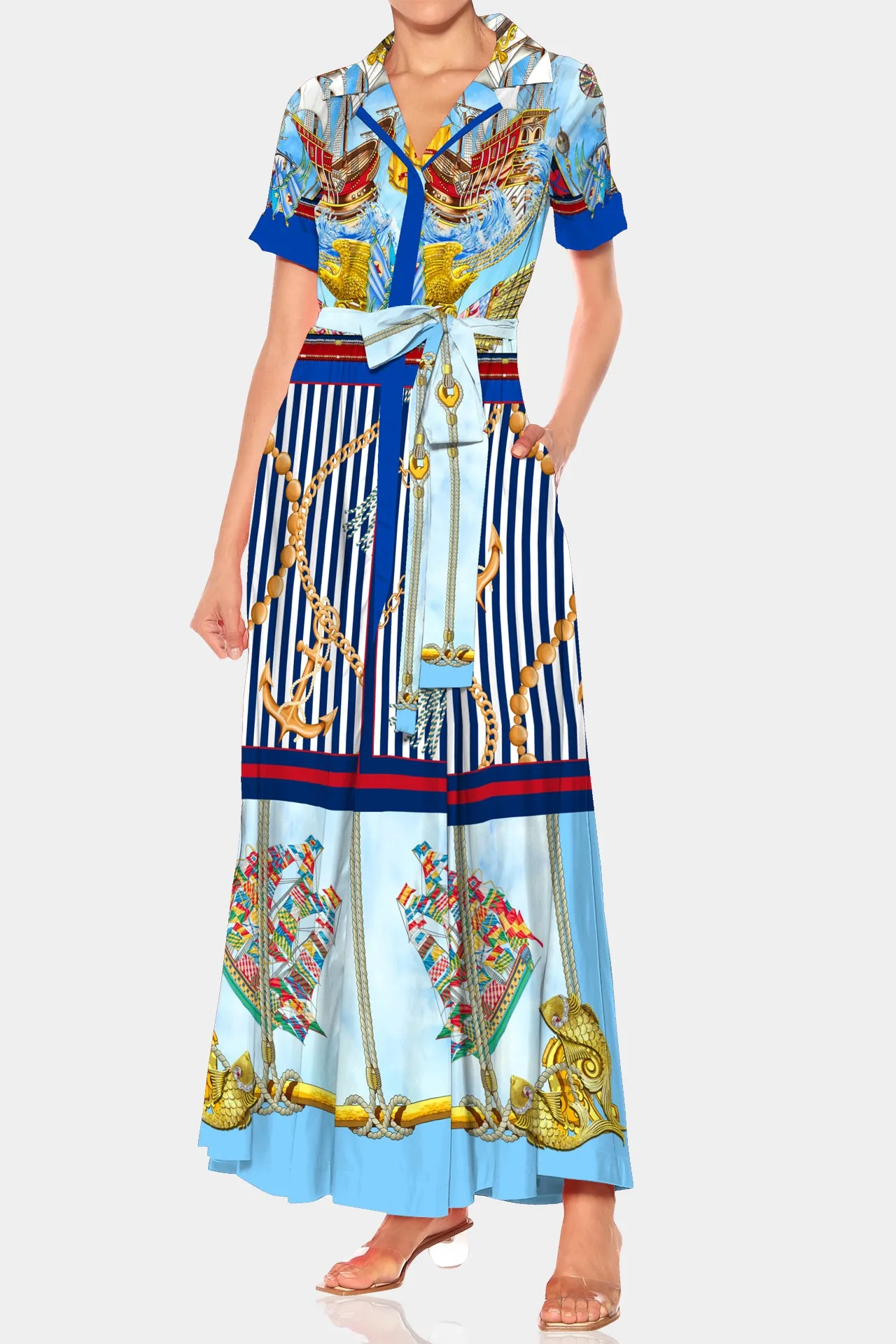 Nautical Stripes Maxi Sundress