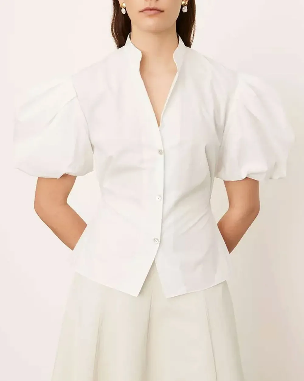 Optic White Puff Sleeve Blouse