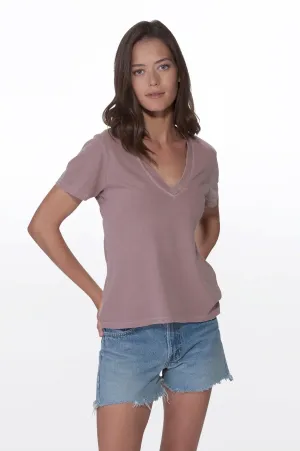 Organic Wood rose V-Neck Tee