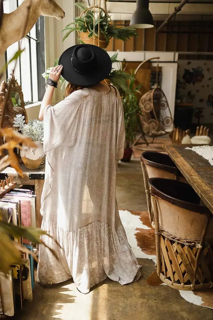 Paisley Longline Kimono Boho Women Cardigan w/ Tassel Open Front Hippie OS XL 