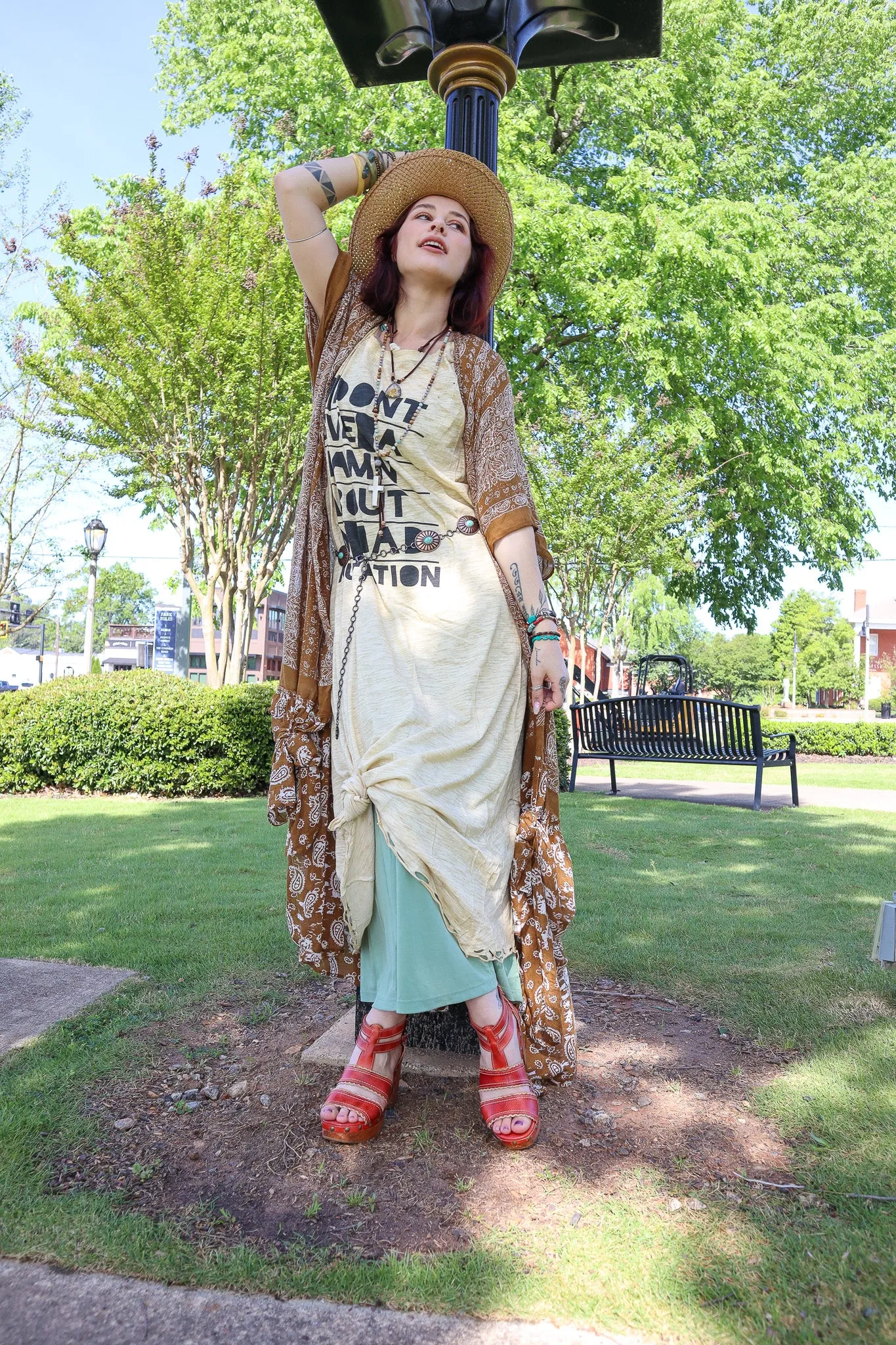 Paisley Longline Kimono Boho Women Cardigan w/ Tassel Open Front Hippie OS XL 