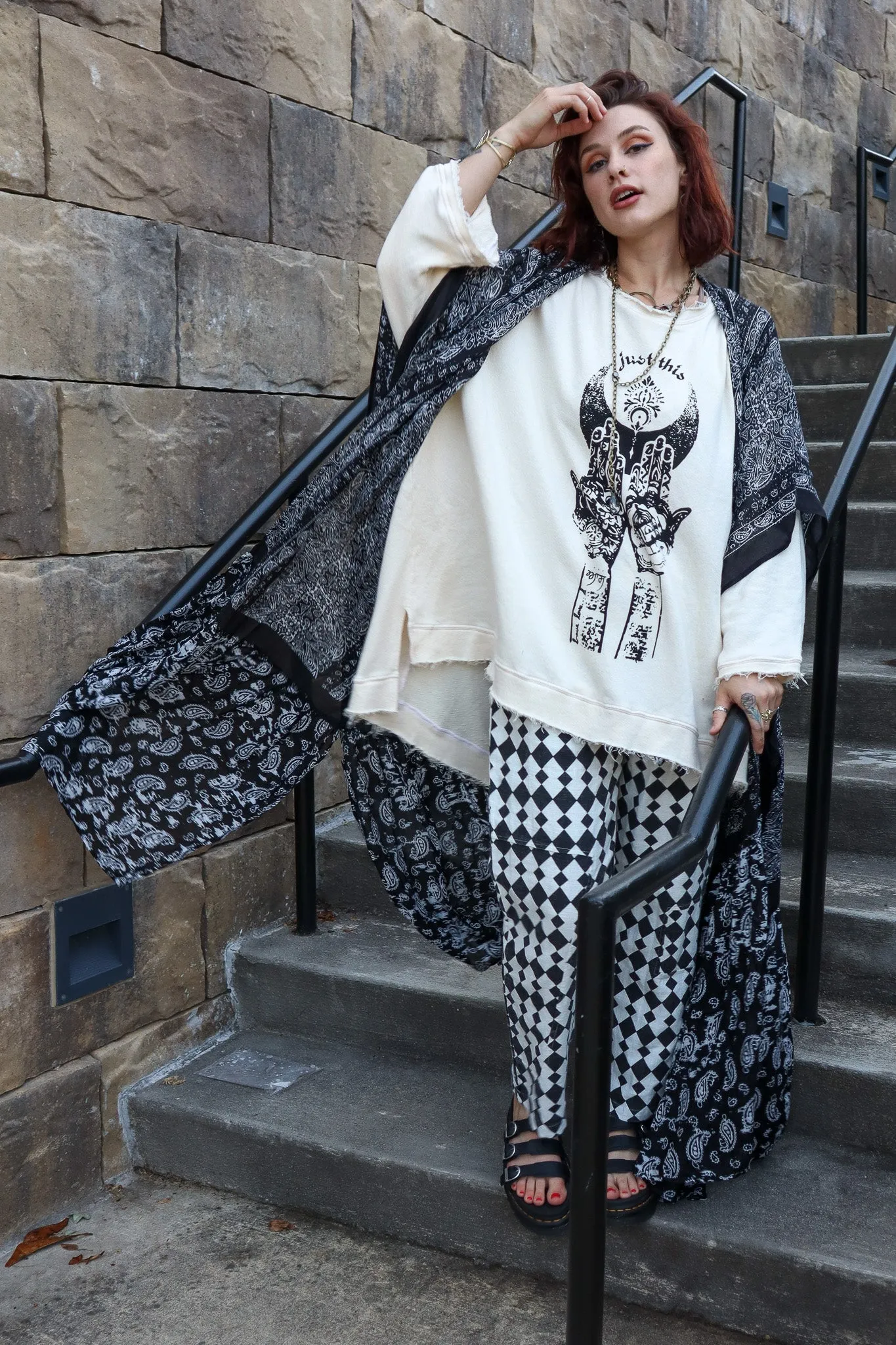 Paisley Longline Kimono Boho Women Cardigan w/ Tassel Open Front Hippie OS XL 