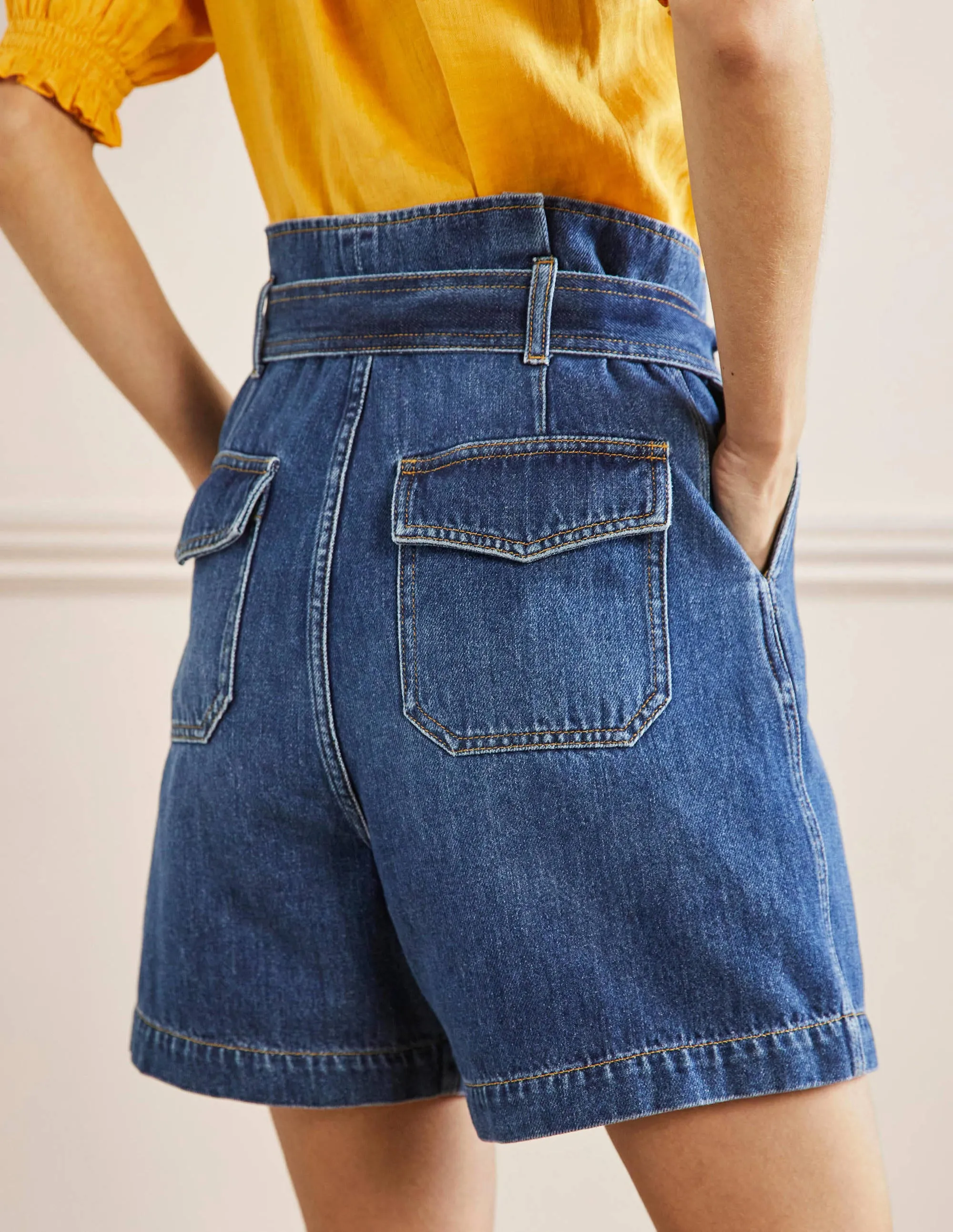 Paperbag High Waisted Shorts-Mid Vintage