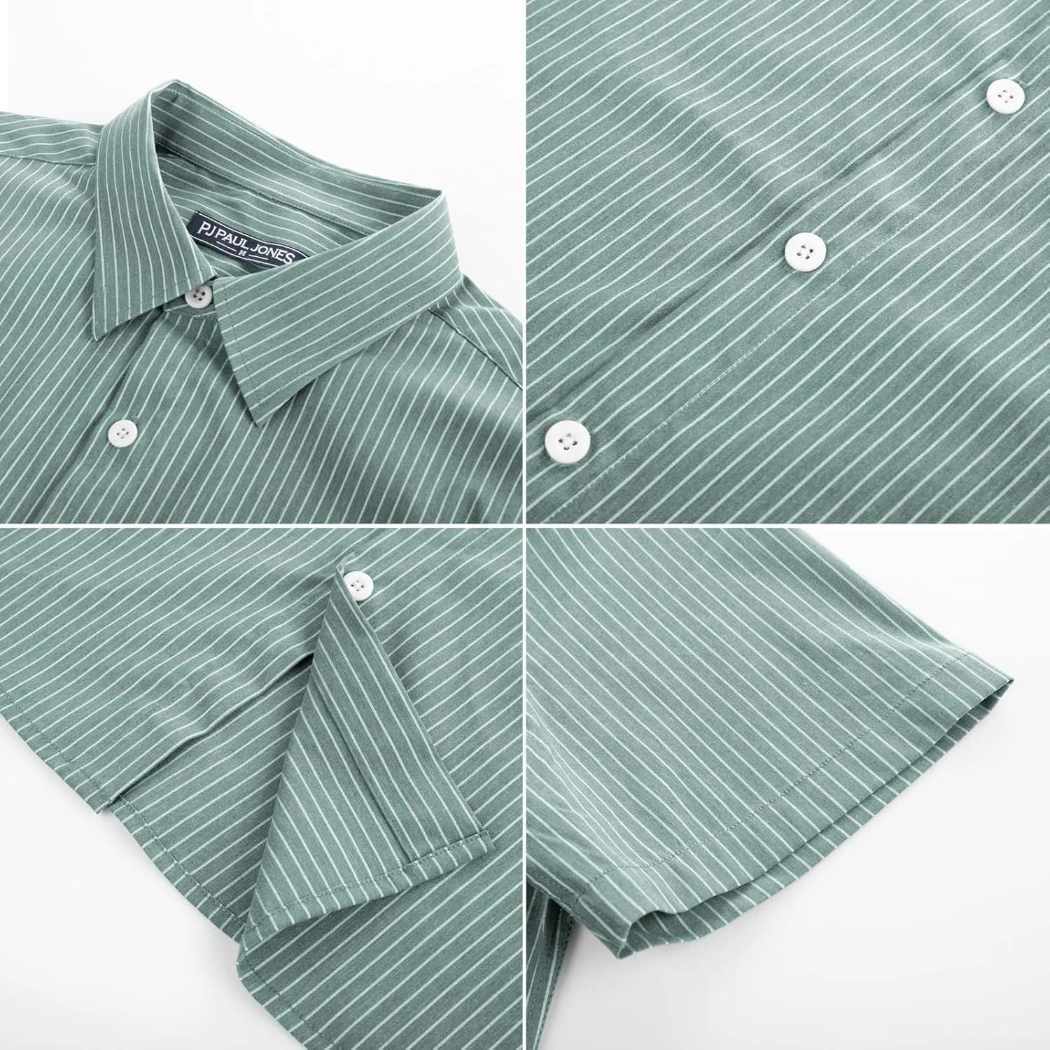 PJ PAUL JONES Mens Regular Fit Striped Dress Shirt Short Sleeve Button Down Shirts