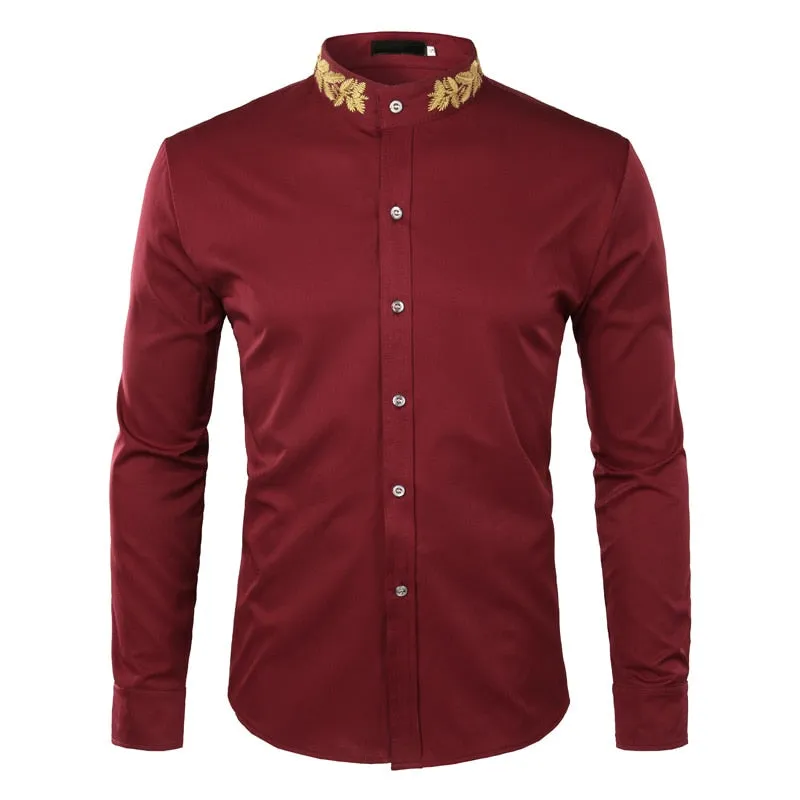Pologize™ Printed Neck Button-Down Shirt