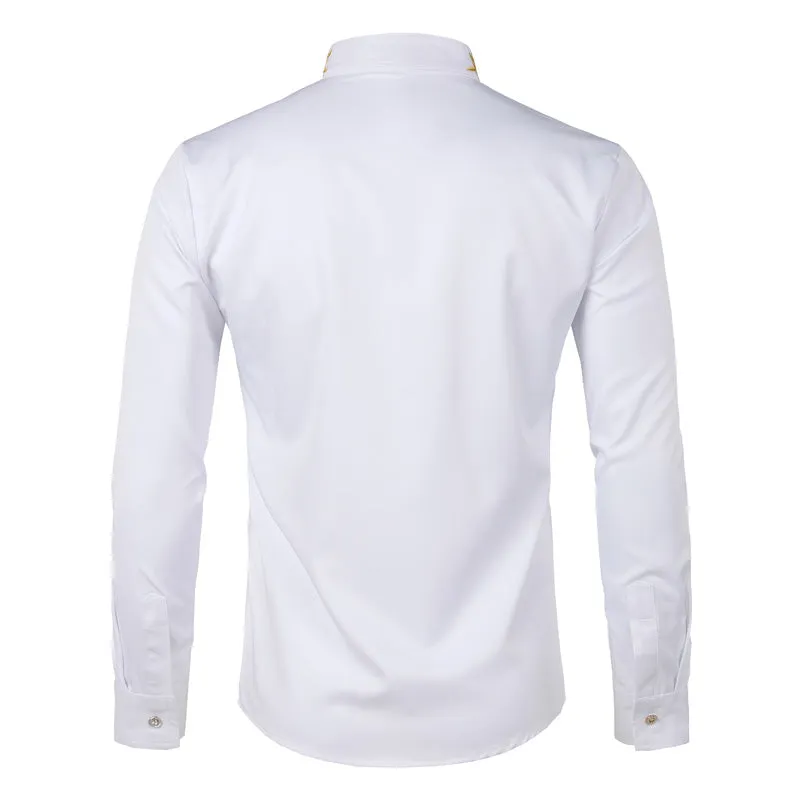 Pologize™ Printed Neck Button-Down Shirt
