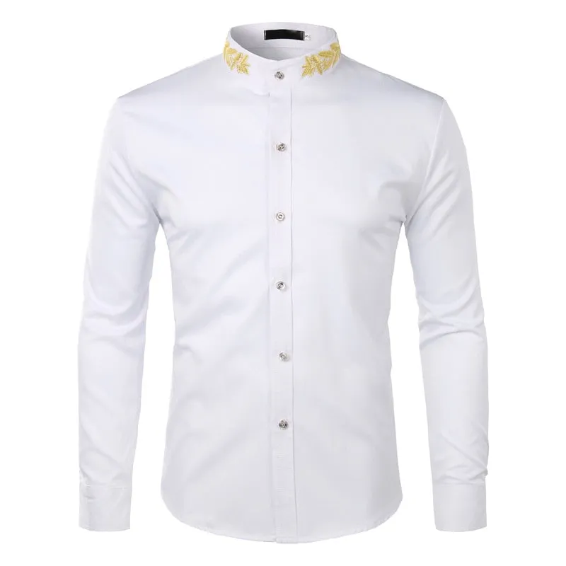 Pologize™ Printed Neck Button-Down Shirt