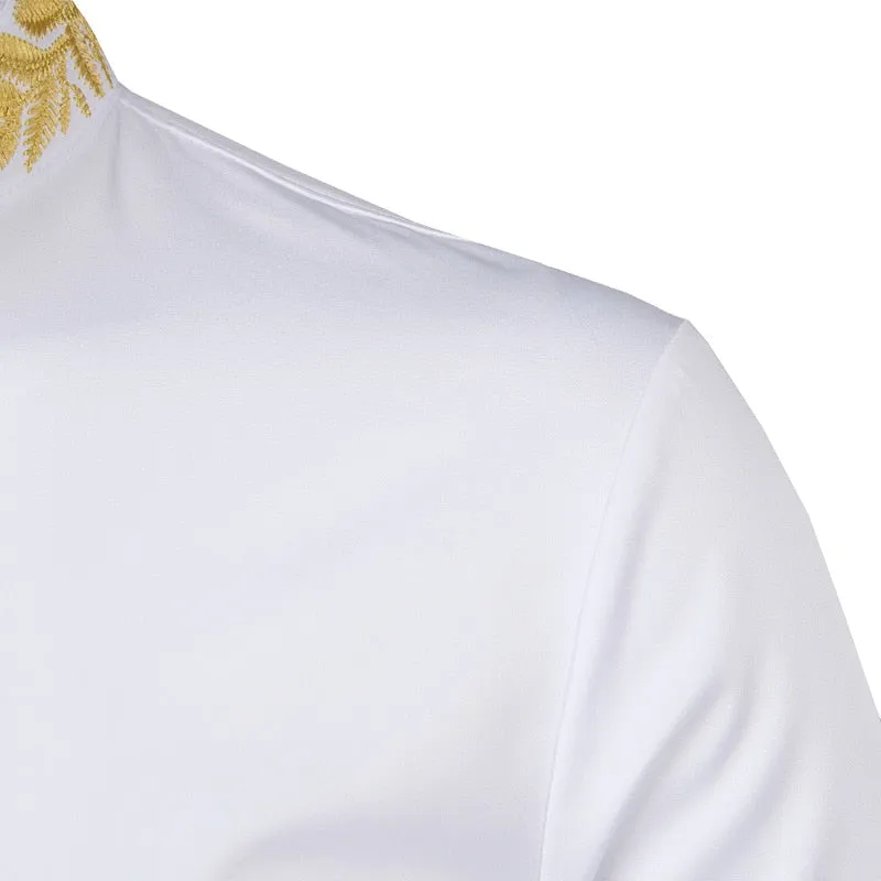 Pologize™ Printed Neck Button-Down Shirt