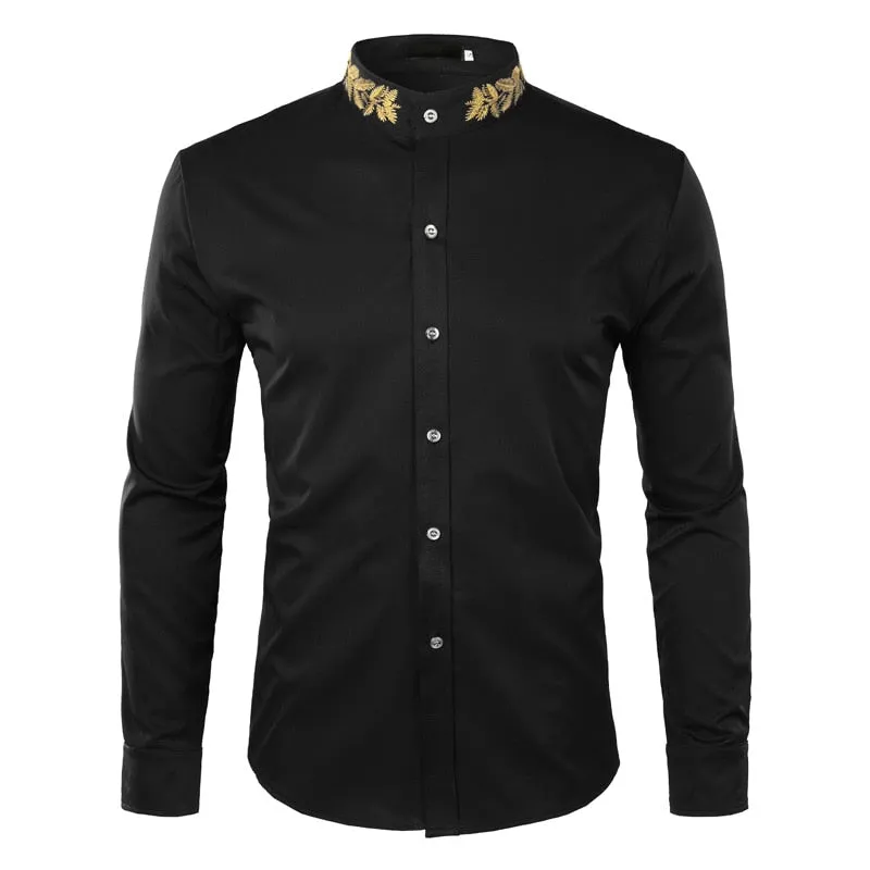 Pologize™ Printed Neck Button-Down Shirt