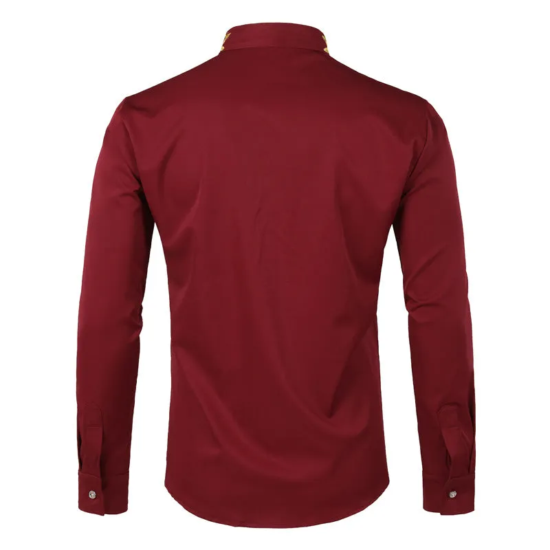 Pologize™ Printed Neck Button-Down Shirt