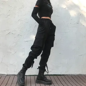 Rockmore Cargo Pants Women Wide Leg Sweat Pants Oversized Vintage Army Green Trousers Streetwear Sweatpants Joggers