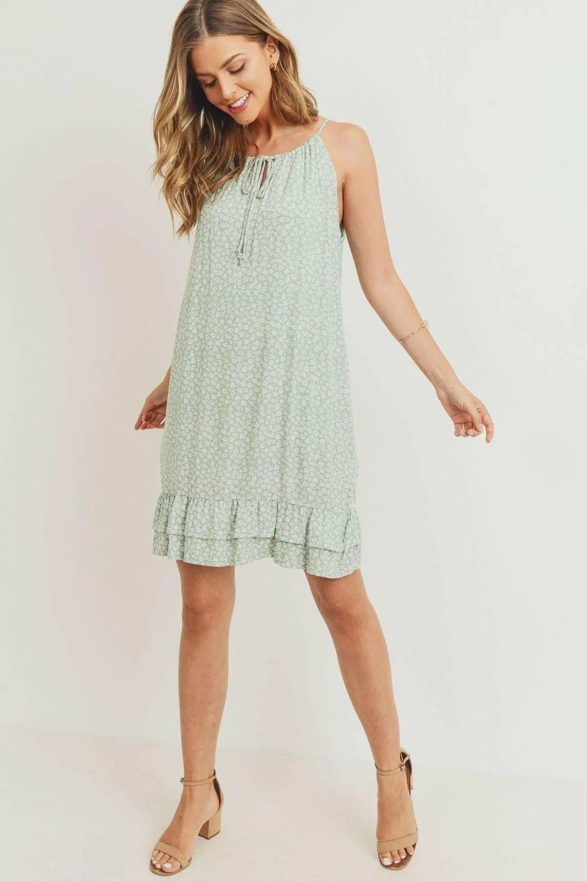 Ruffled Floral Sleeveless Dress