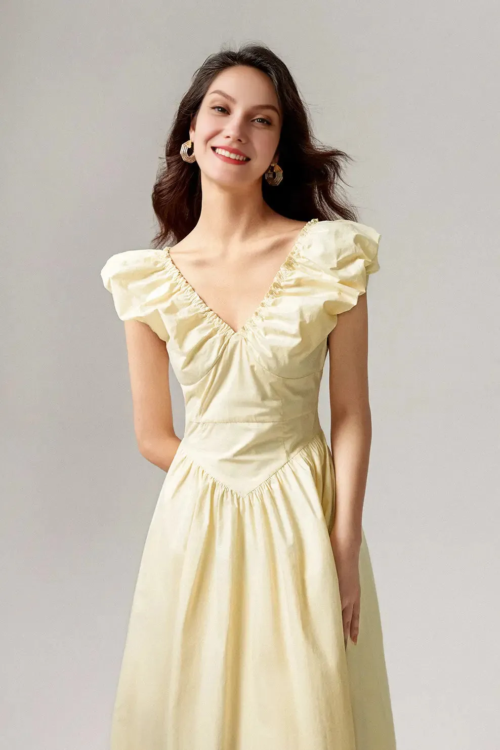 Ruffled V-Neck Open-Back Boho Maxi Dress