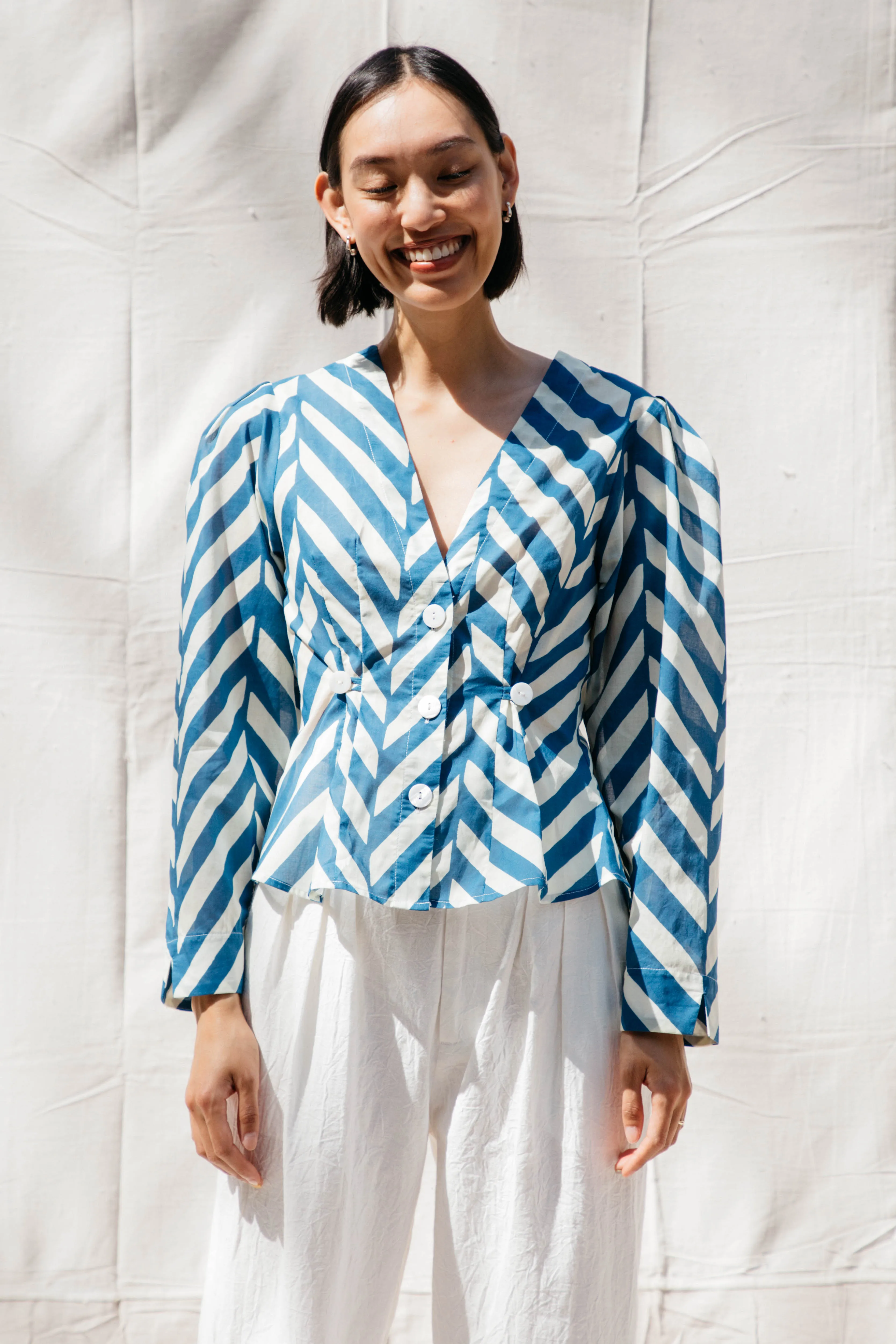 Satie Blouse - Marine Chevron