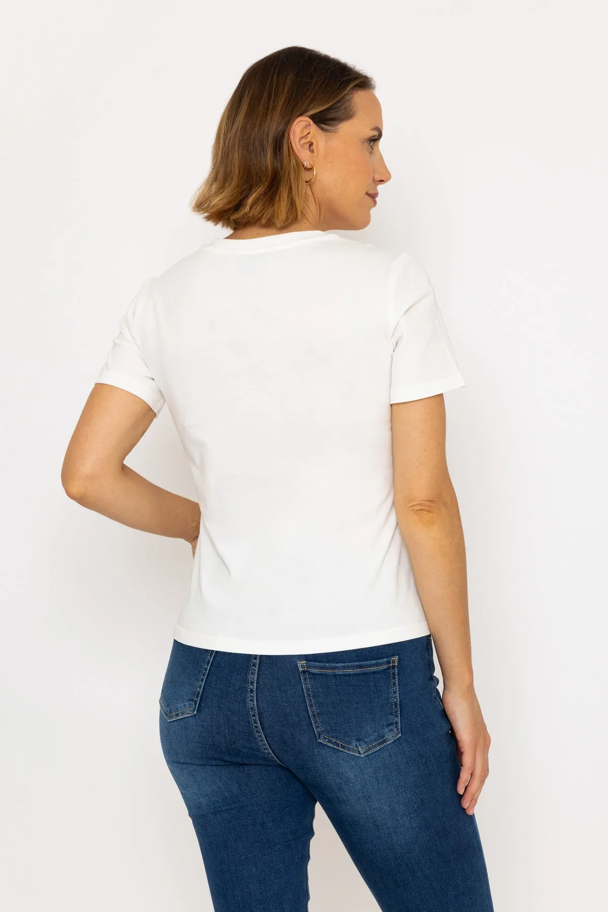 Short Sleeve Super Soft V-Neck Tee in White