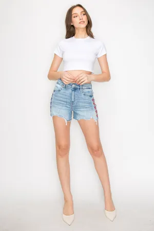 Star Spangled High Rise Stretch Denim Shorts