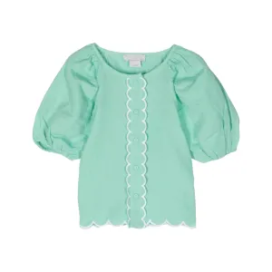 Stella McCartney Kids Scallop Edge Linen Blend Shirt