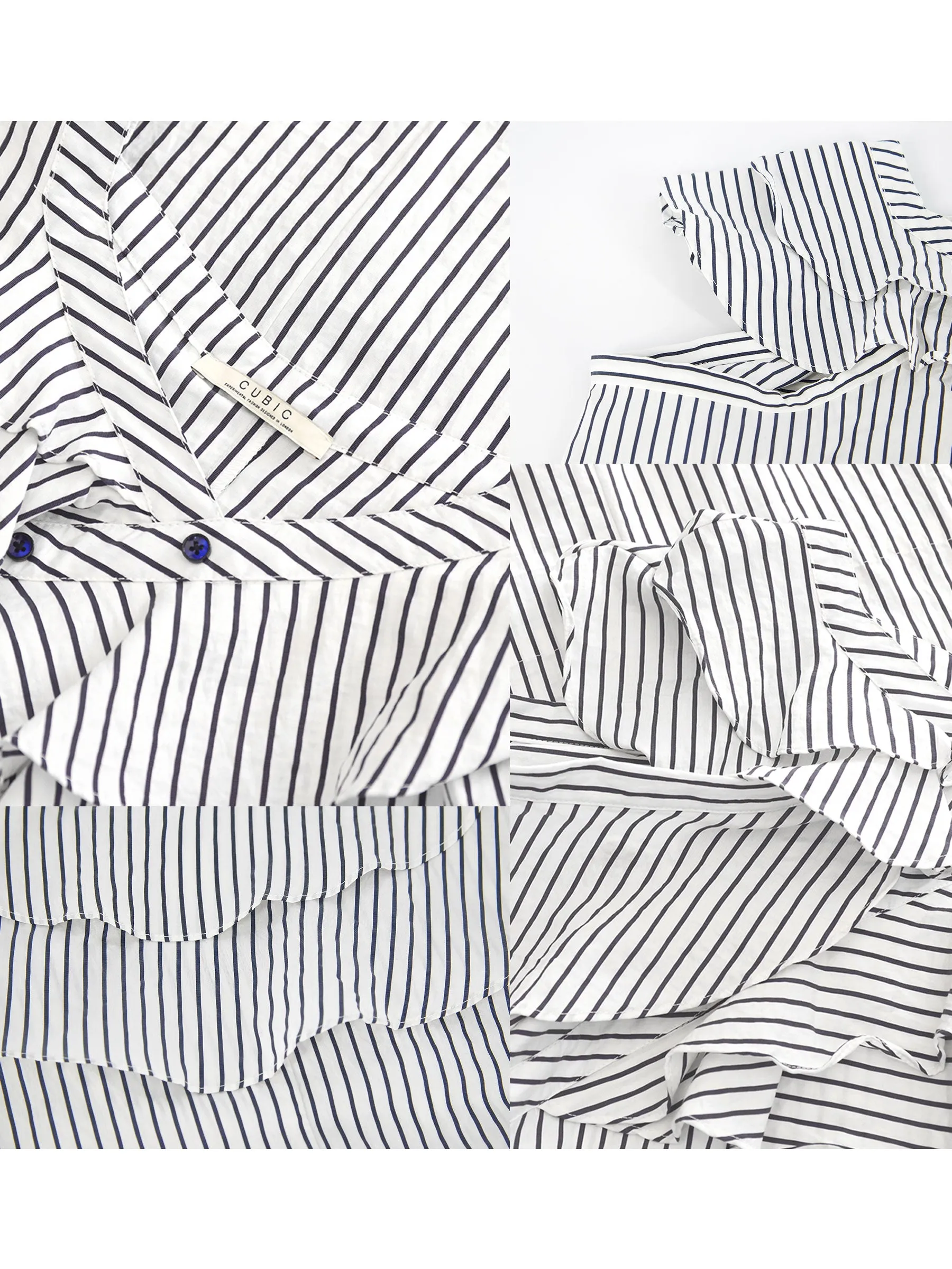 Striped Asymmetric Shoulder Belted Dress