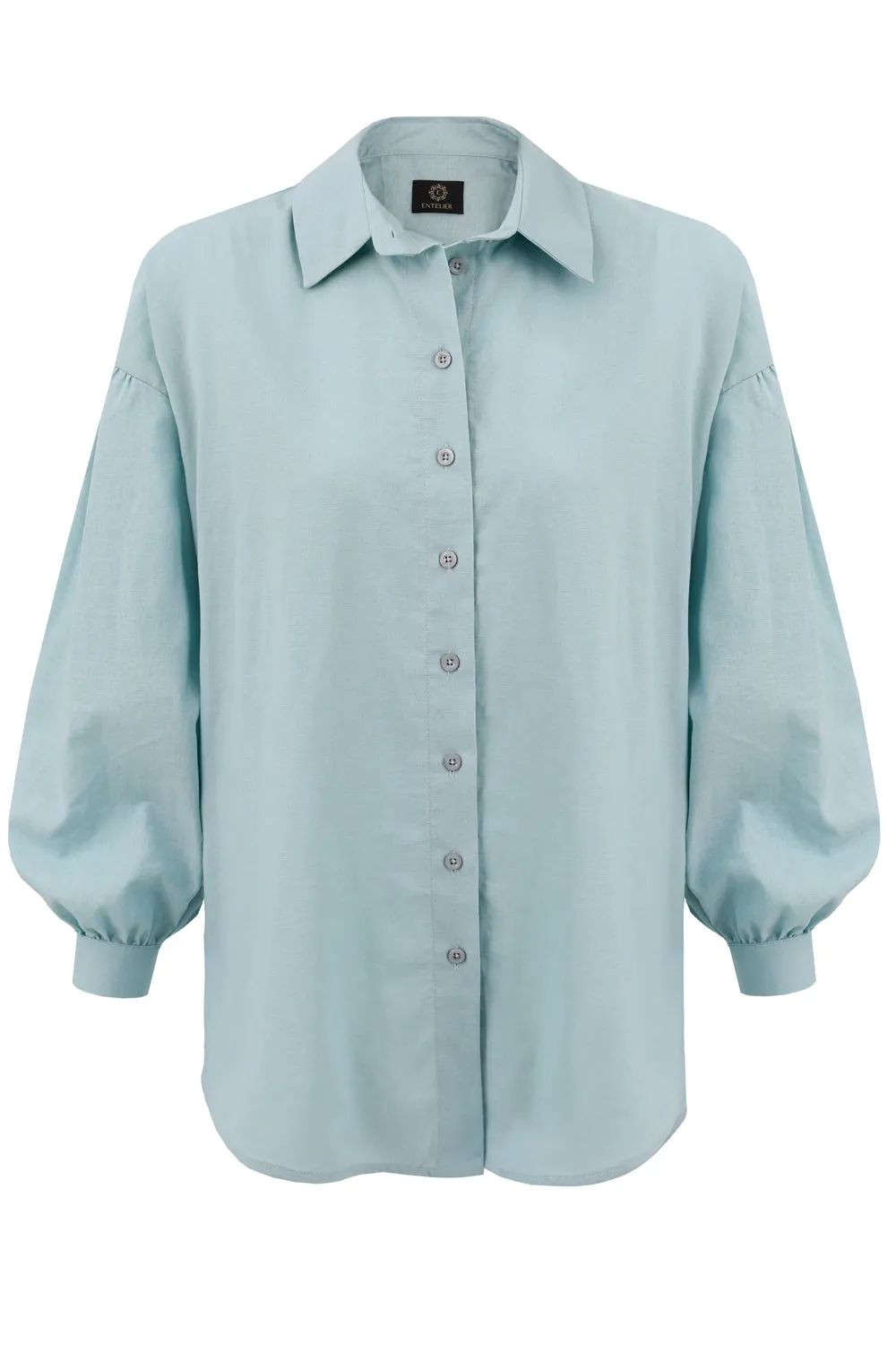 Summer Linen Button-up Shirt Pale Turquoise