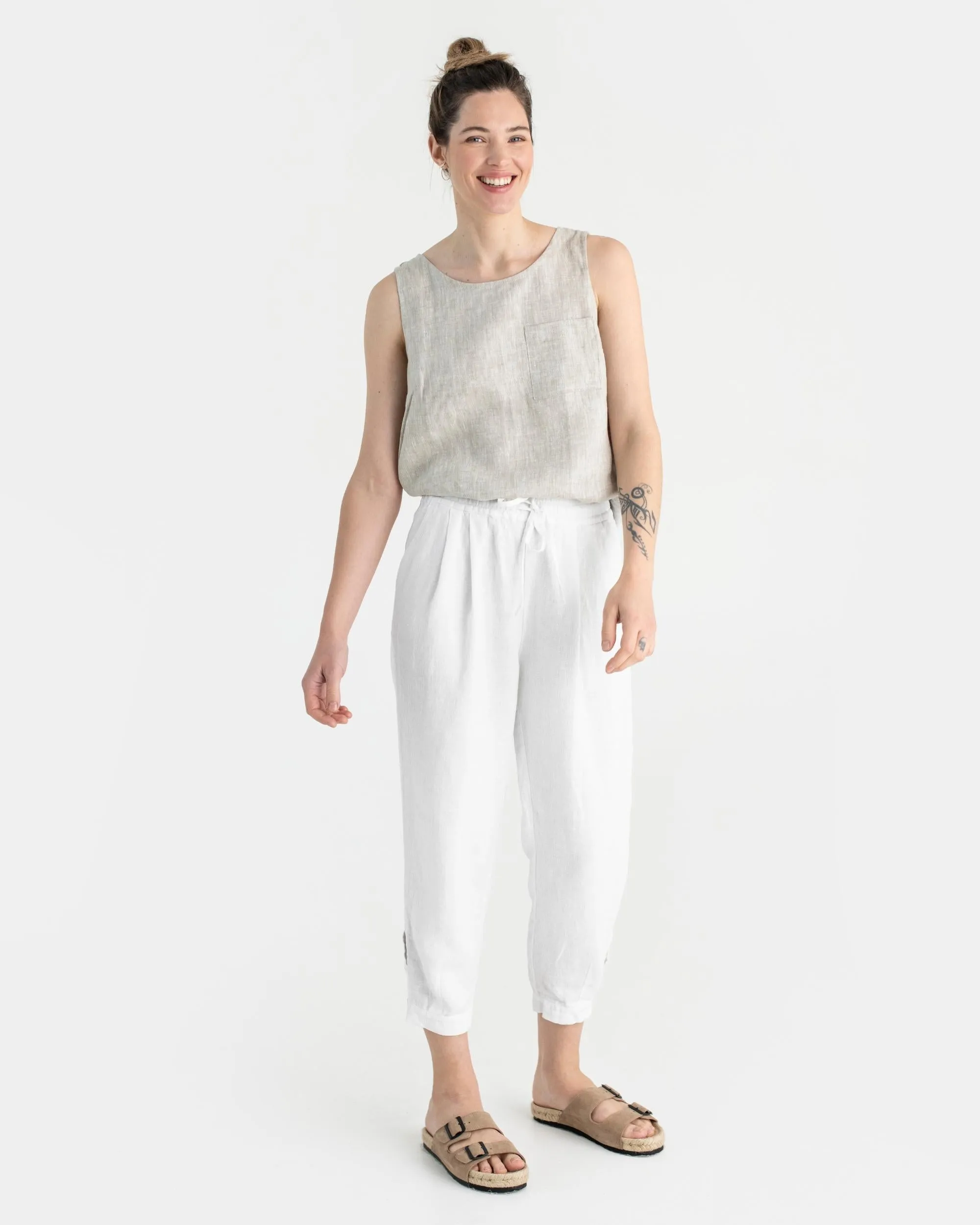 Tapered linen pants MONTAUK in White