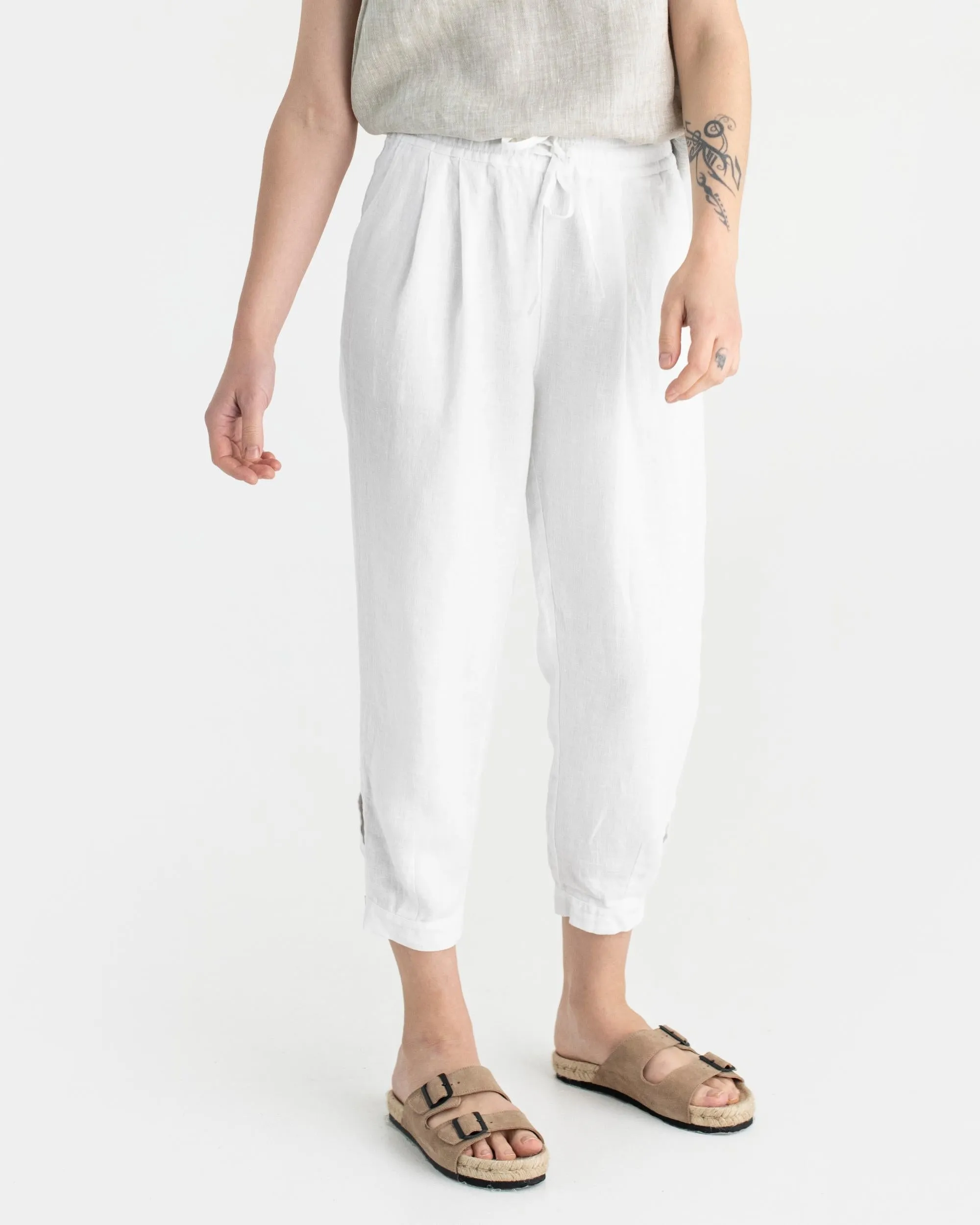 Tapered linen pants MONTAUK in White