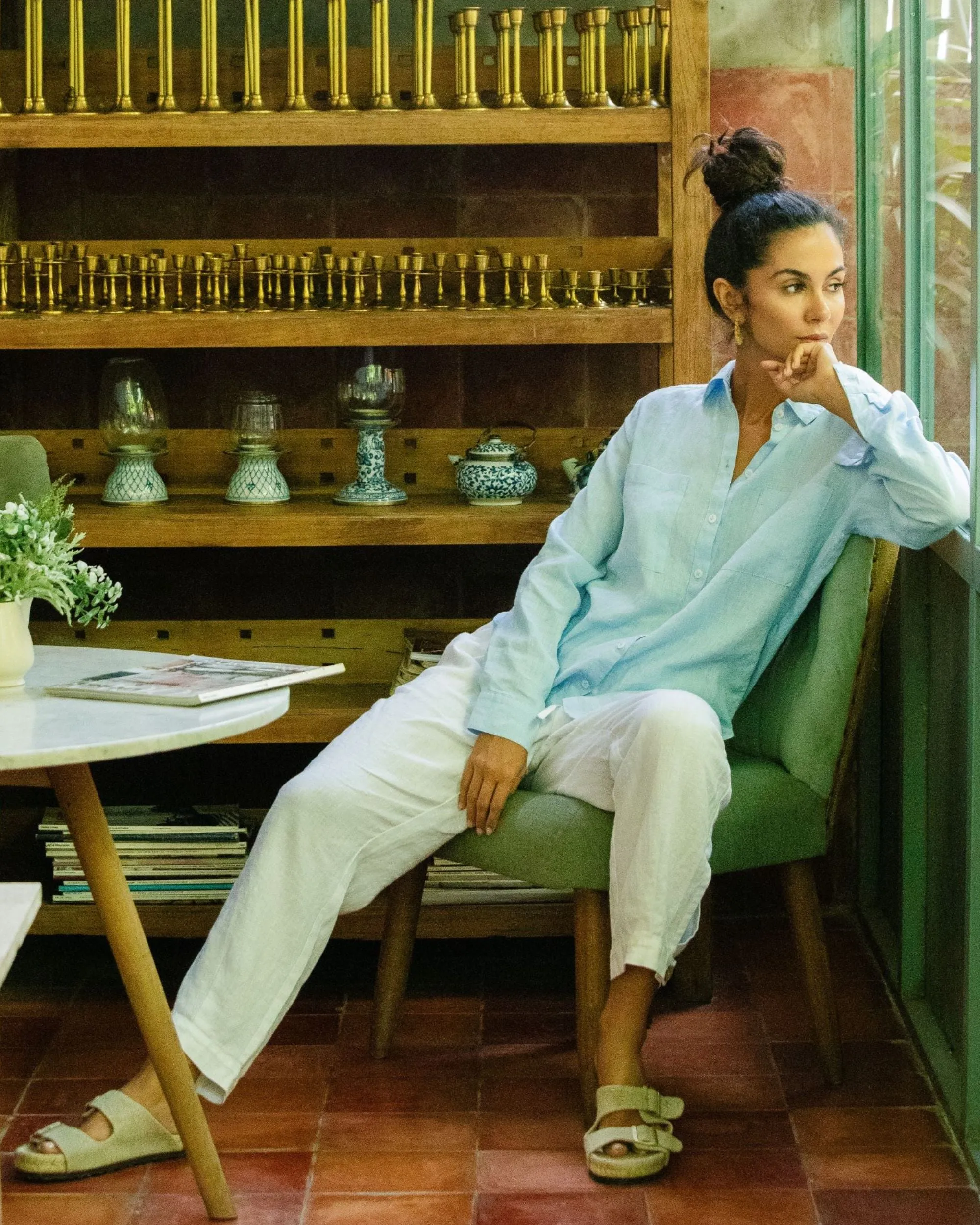 Tapered linen pants MONTAUK in White