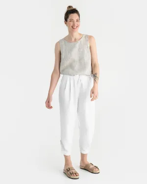 Tapered linen pants MONTAUK in White