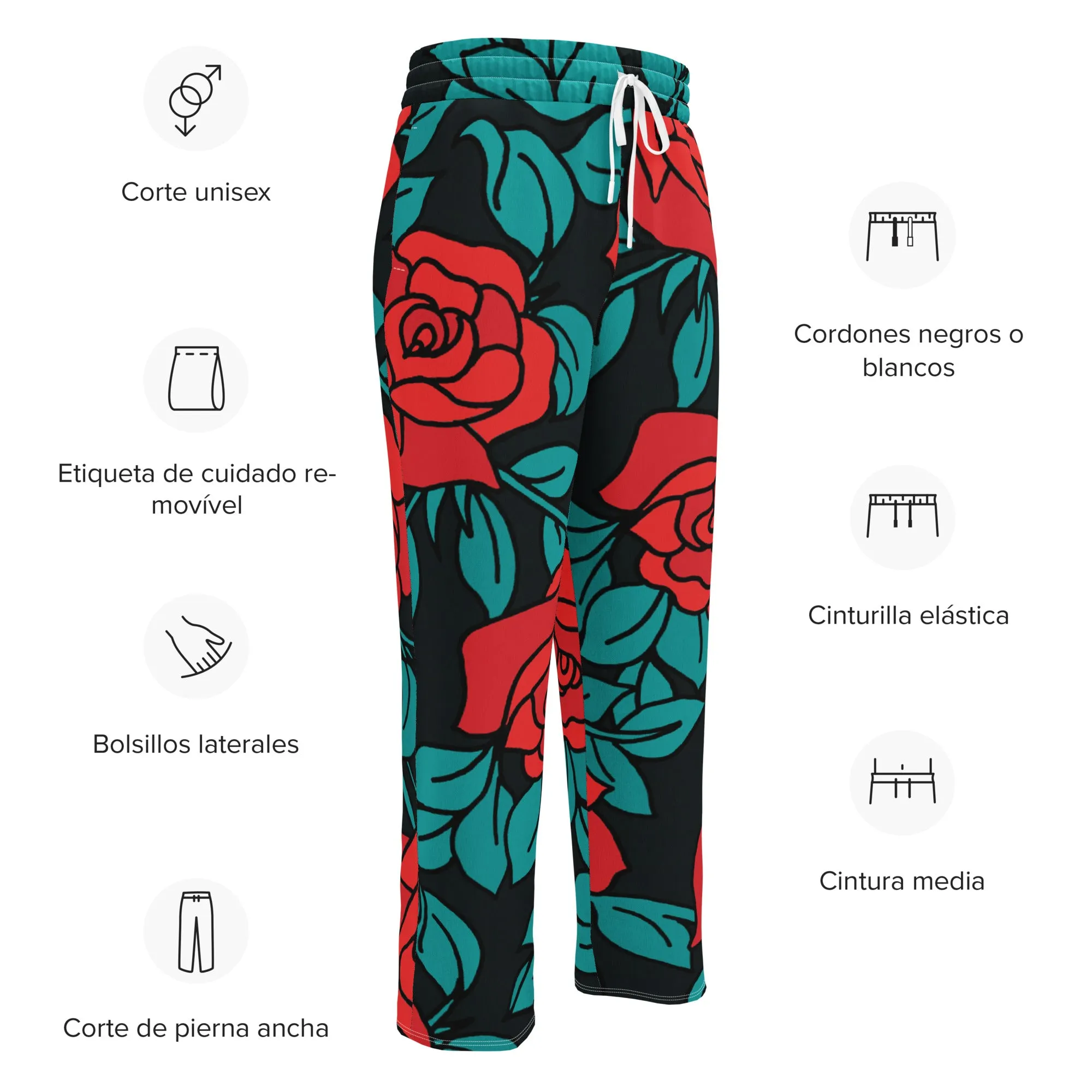Valentines Day Wide Leg Joggers - Flower (Glamourange Valentine Day Gifts Wide Leg Joggers - Design 0019)