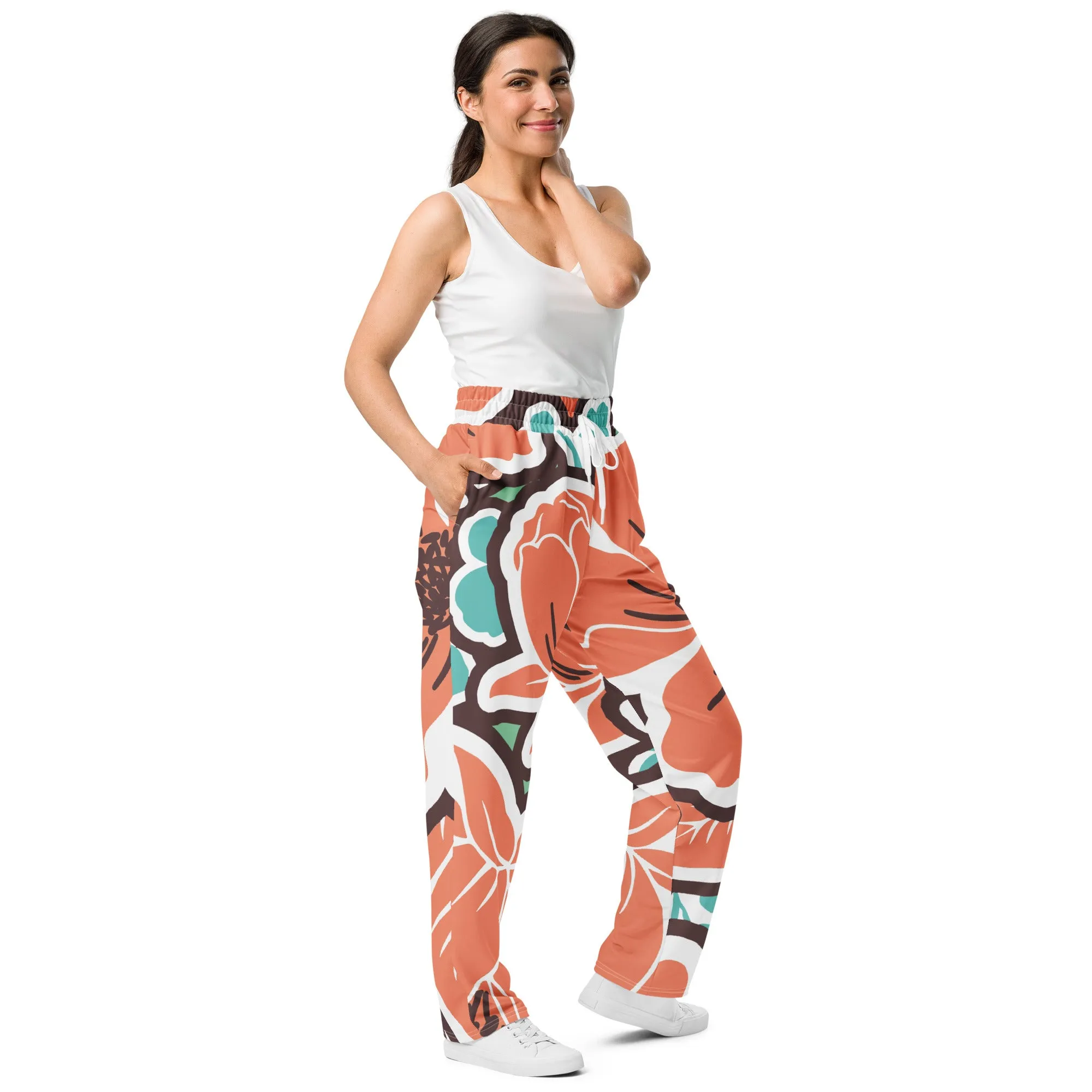 Valentines Day Wide Leg Joggers - Flower (Glamourange Valentine Day Gifts Wide Leg Joggers - Design 003)
