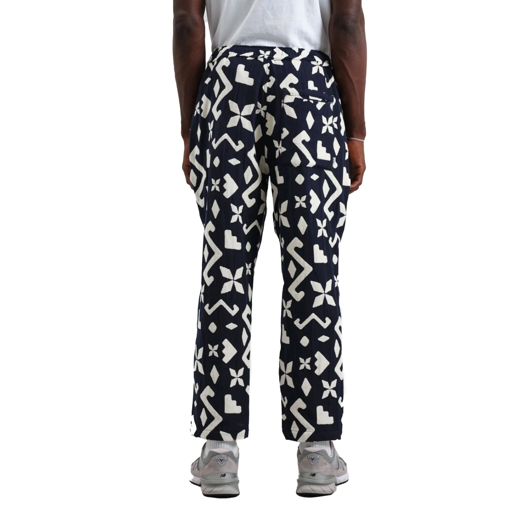 Wax London - Kurt Block Geo Chenille Trouser - Navy / Ecru