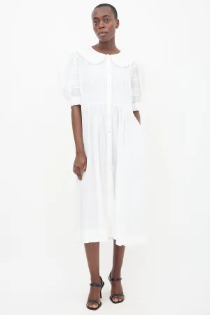 White Collared Lace Midi Dress