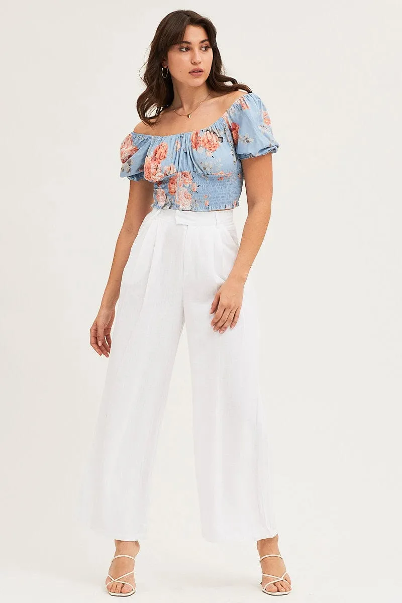 White Pants Pleated Wide Leg
