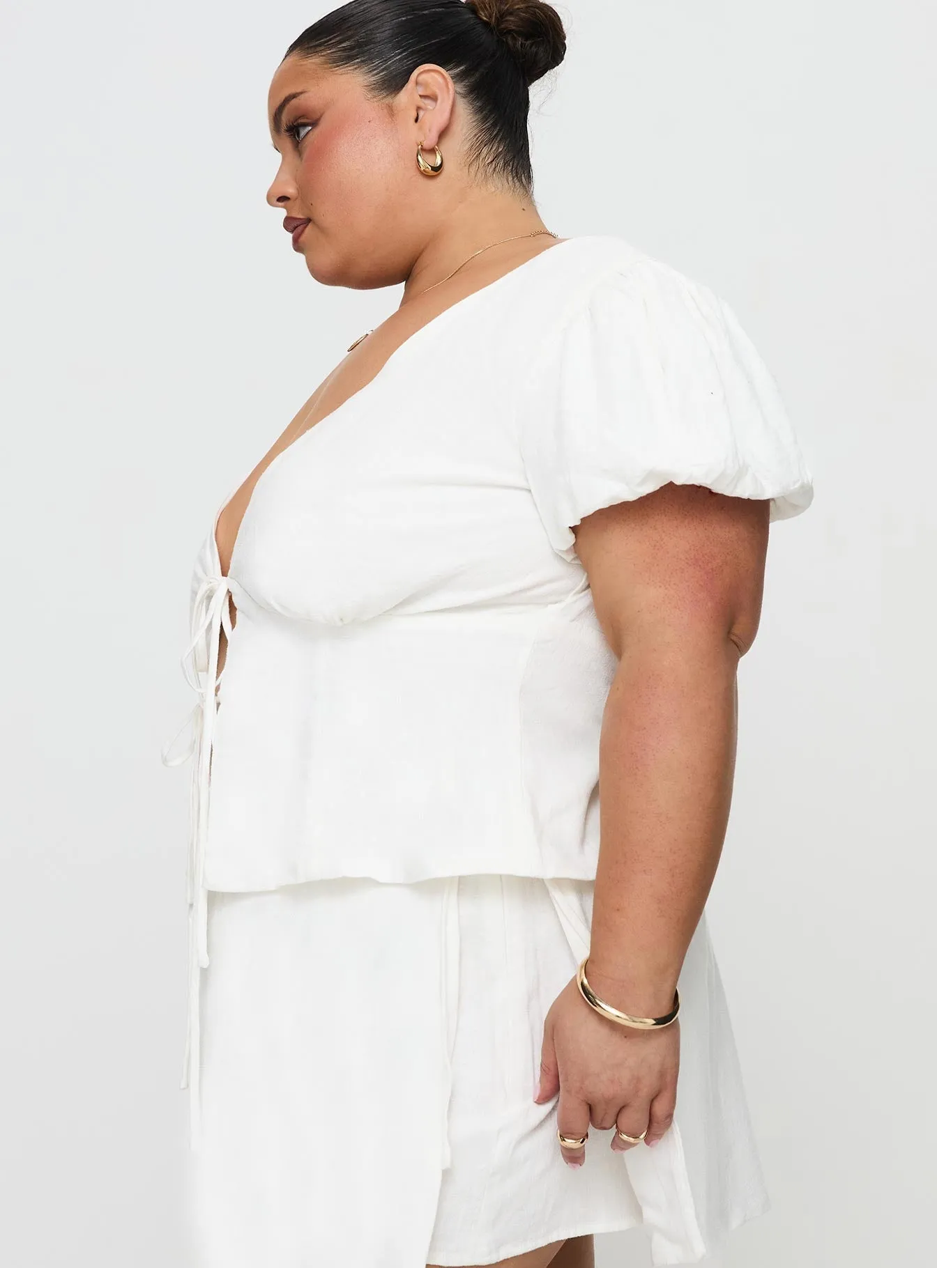 Wilhelmina Blouse Top White Curve