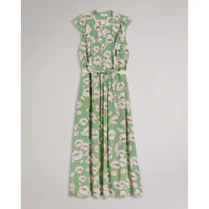 Women Wmd-Tindraa-Sleeveless Frilled Midi Dress - Green