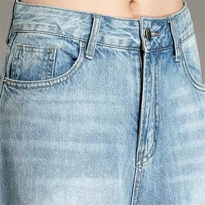 Women’s Vintage Culotte Jeans - Loose Fit Wide Leg Denim