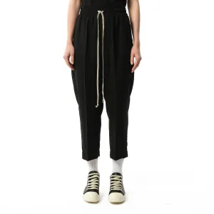Wool Cropped Drawstring Astaires Pants in Black