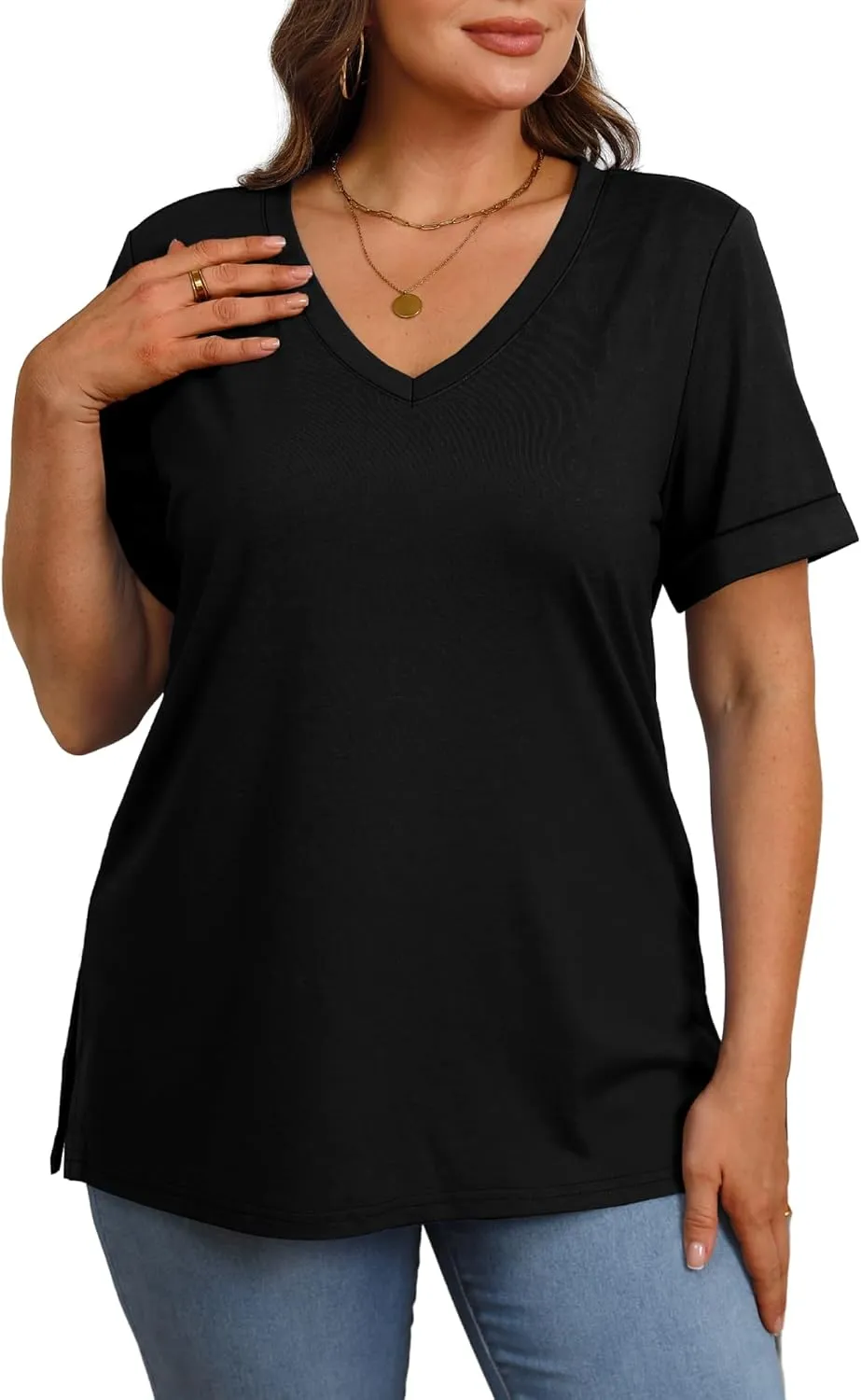 XIEERDUO Womens Summer Tops Short Sleeve Shirts Trendy V Neck T Shirts for Women Casual Tops